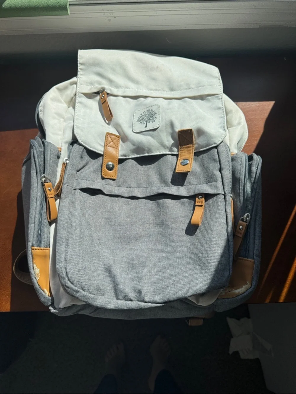 Parker Baby diaper backpack with insulated pockets and stroller straps birch bag